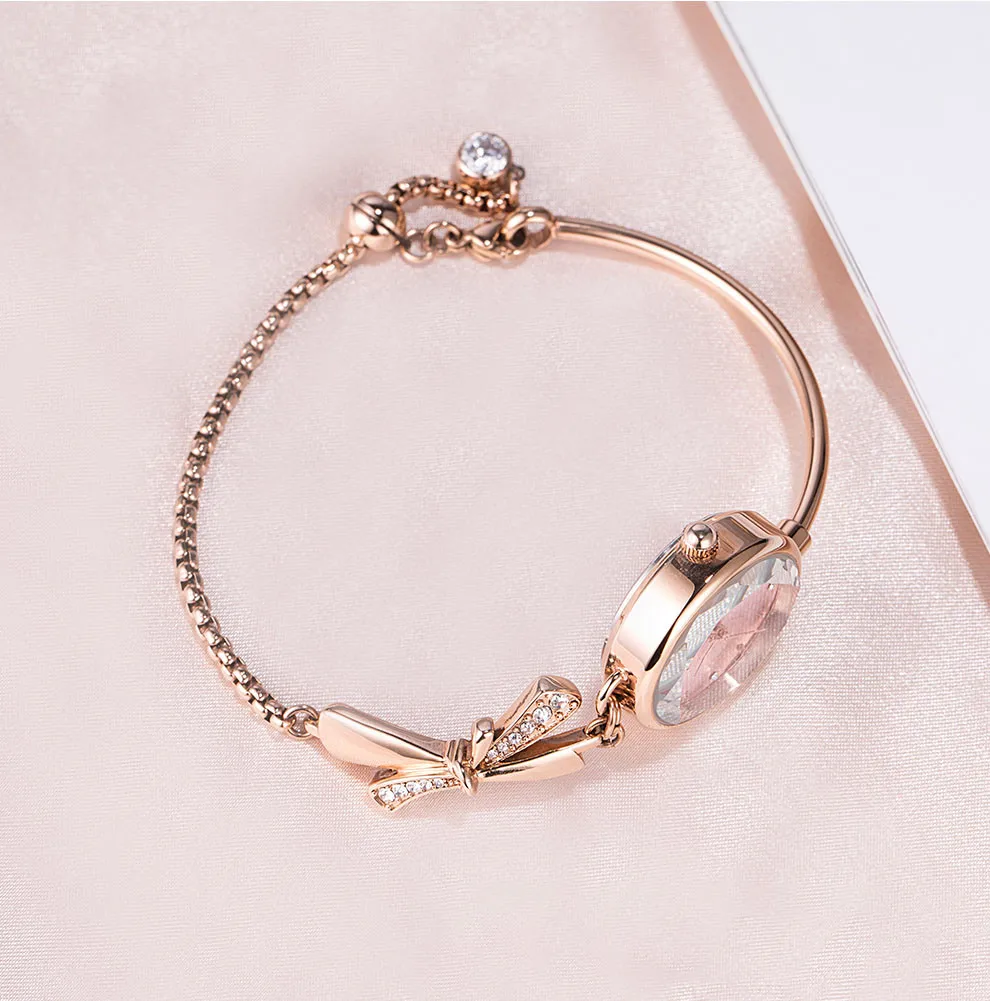 KIMIO K6435S Fashion Luxury Bowknot Band Diamond Lens Quartz Watch Women