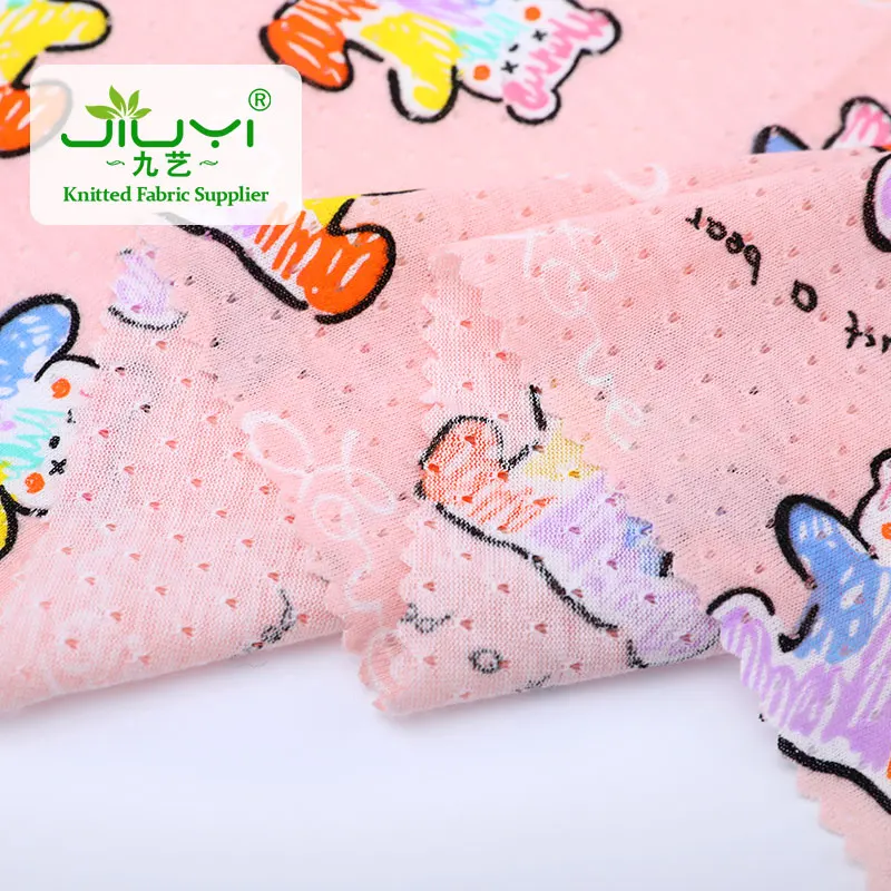 Factory Direct Sale printed Love jacquard jersey fabric for baby clothes t-shirt