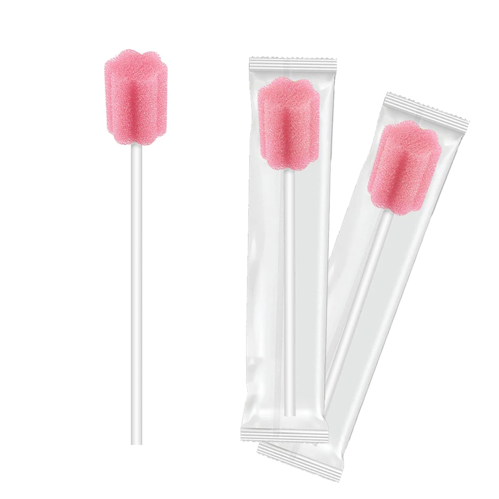 Disposable Pink Isopropylic Water Stick Oral Care Swabs Oral Care Sponge Swab Tooth Brush Baby Elderly Medical Consumables Tooth
