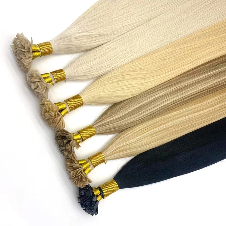 Factory Wholesale 100% Human hair extensions Healthy Cuticle Aligned Hair flat tip hair extension