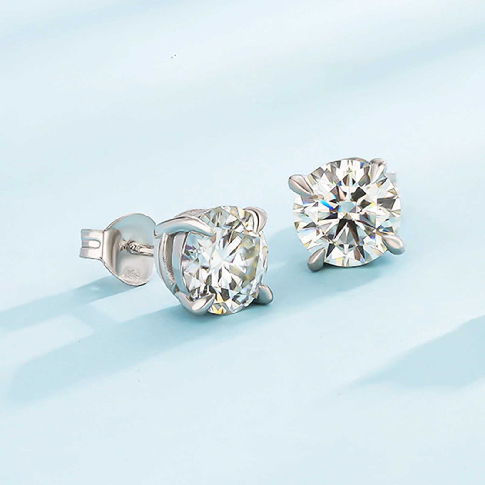 Factory Price VVS Diamond Earring 925 Sterling Silver Men Women Jewelry Round Cut GRA Certificate Moissanite Stud Earrings