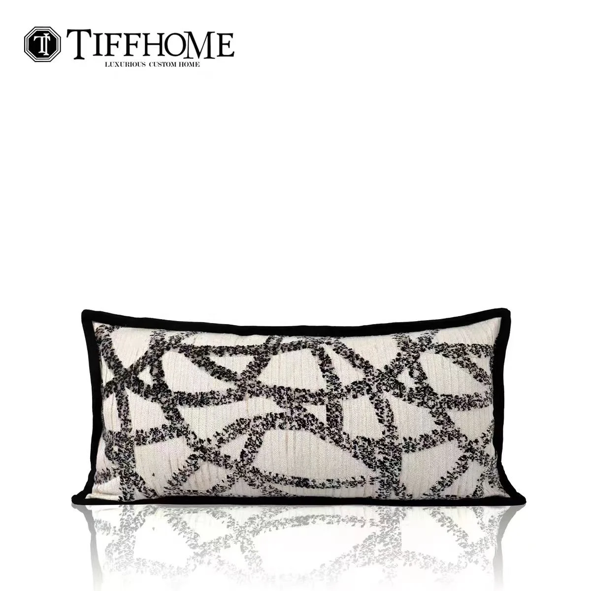 Tiff Home Custom Throw Pillow Decorative Embroidered Home Throw Cushion With Irregular Line Design