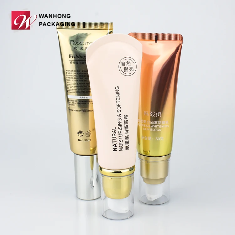 
Luxury Plastic Moisturising Cosmetic Makeup Primer Skin Veil base Packaging Tube With Airless Pump 