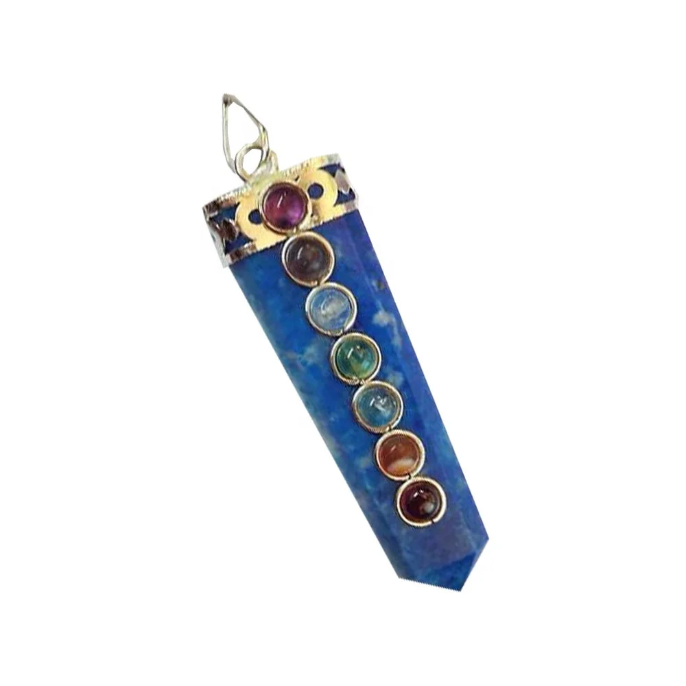 Оптовая продажа, подвеска-карандаш из натурального камня с 7 чакрами из лазурита и нефрита: Исцеляющие кристаллы, украшения из драгоценных камней