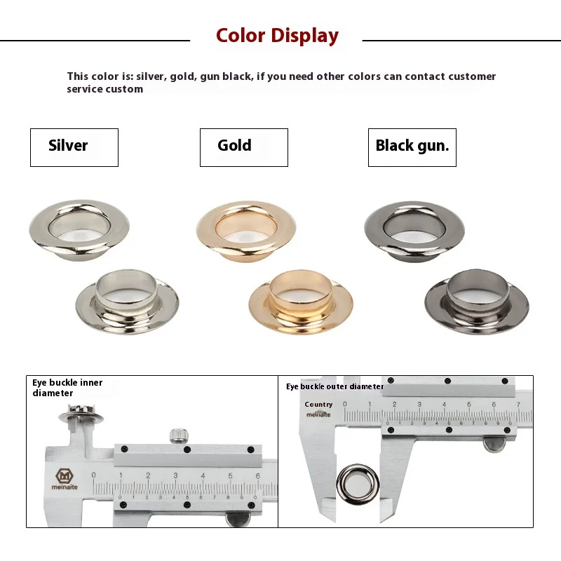 Custom  metal curtain rings with eyelet hardware accessories punching button hole eyelet brass metal grommet for garment