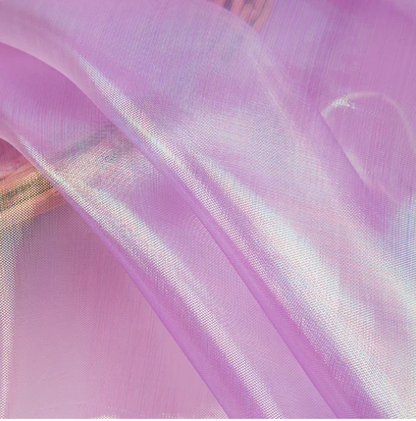 
plain iridescent organza rainbow organza fabric for decoration and costume dress 