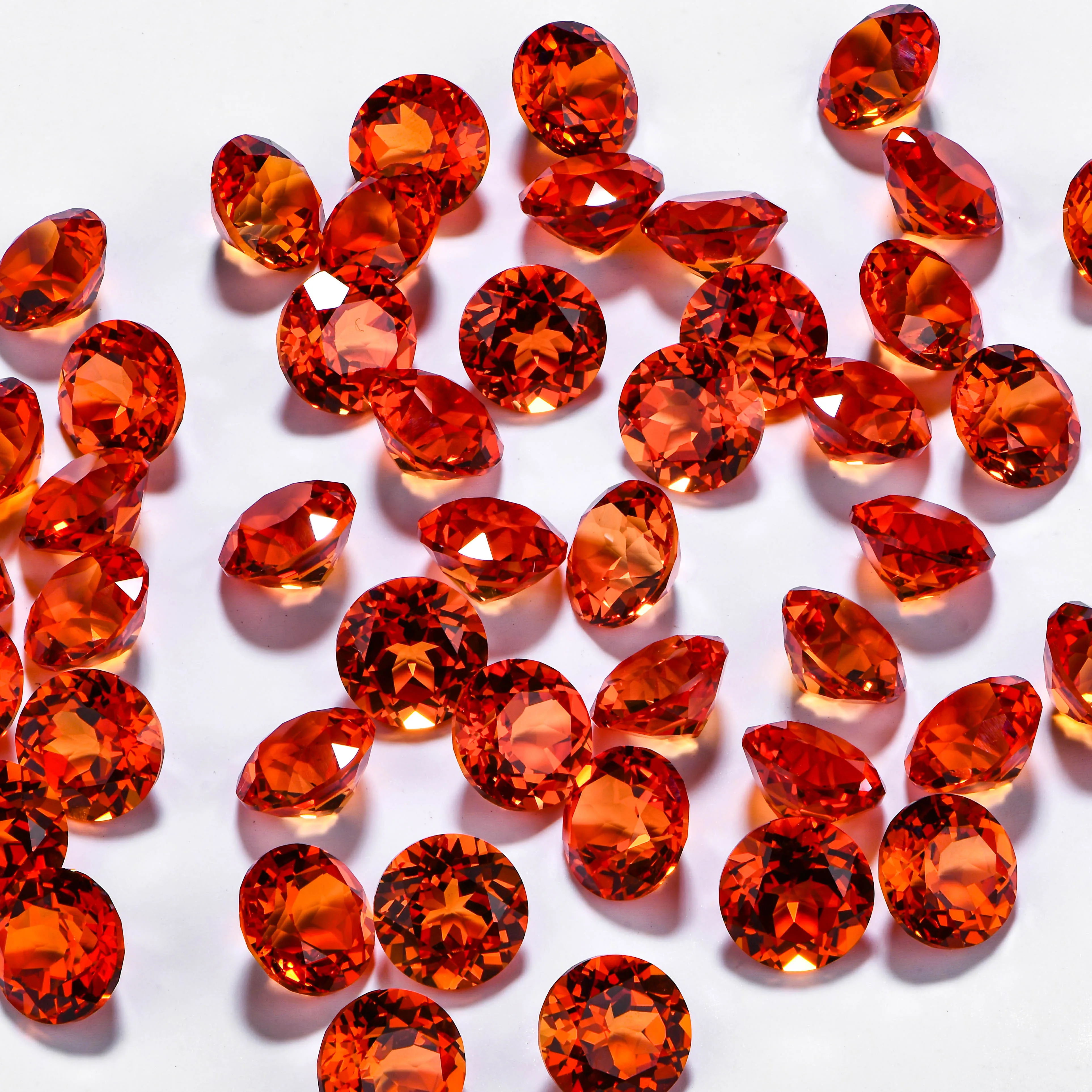 created orange sapphire #55  Round brilliant cut synthetic corundum