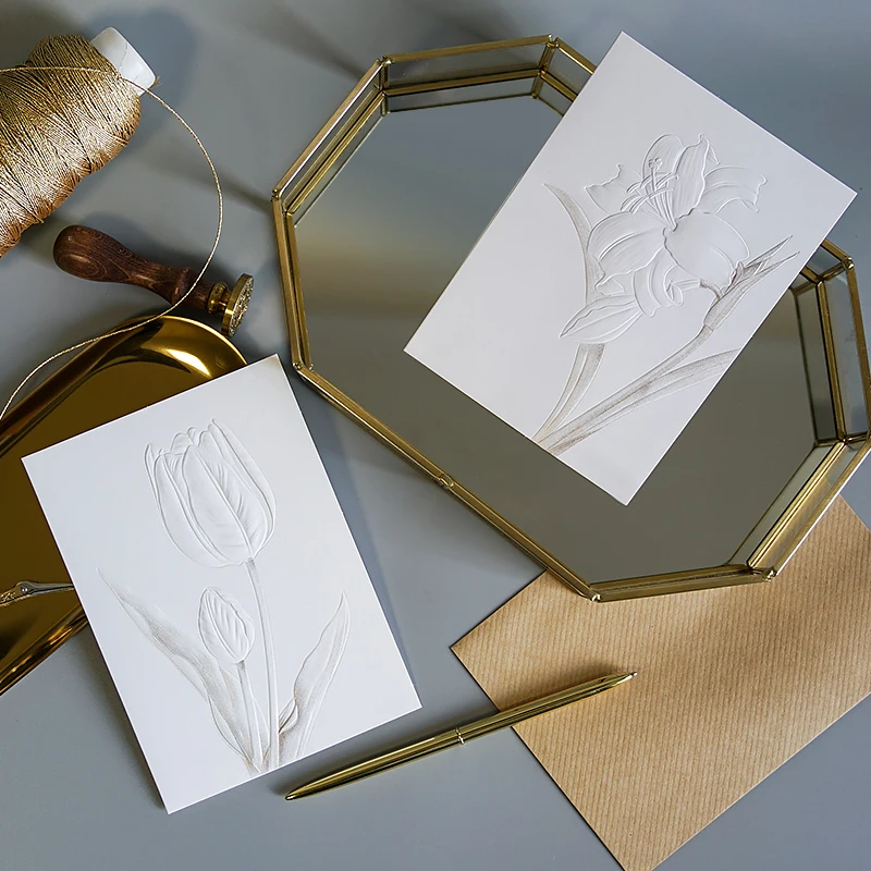 
New Design Big Rose Handmade Thank you Cards 3D relief flower greeting card 