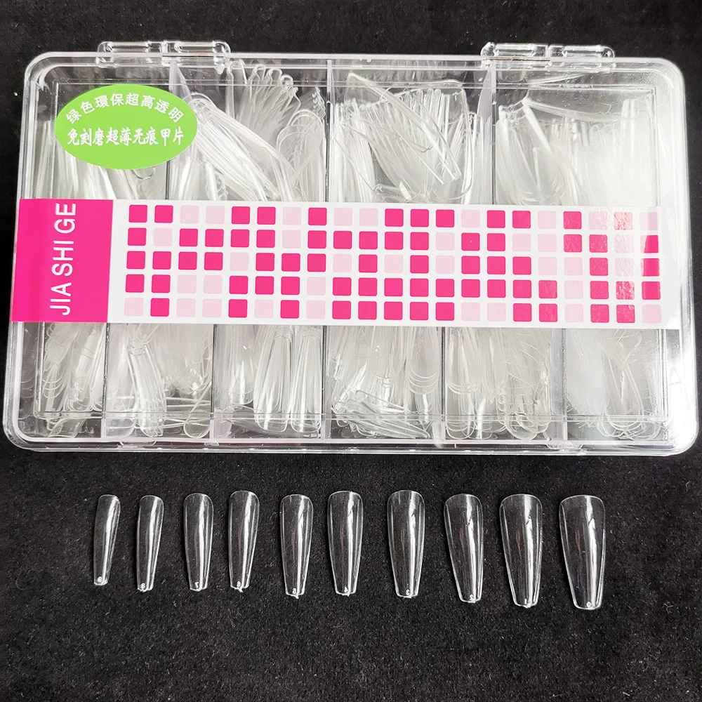  Amzon Hot Selling 500 PCS Boxed Nail Tips Full Trapezoidal ballet Long Flat Head European American Trapezoid Tip