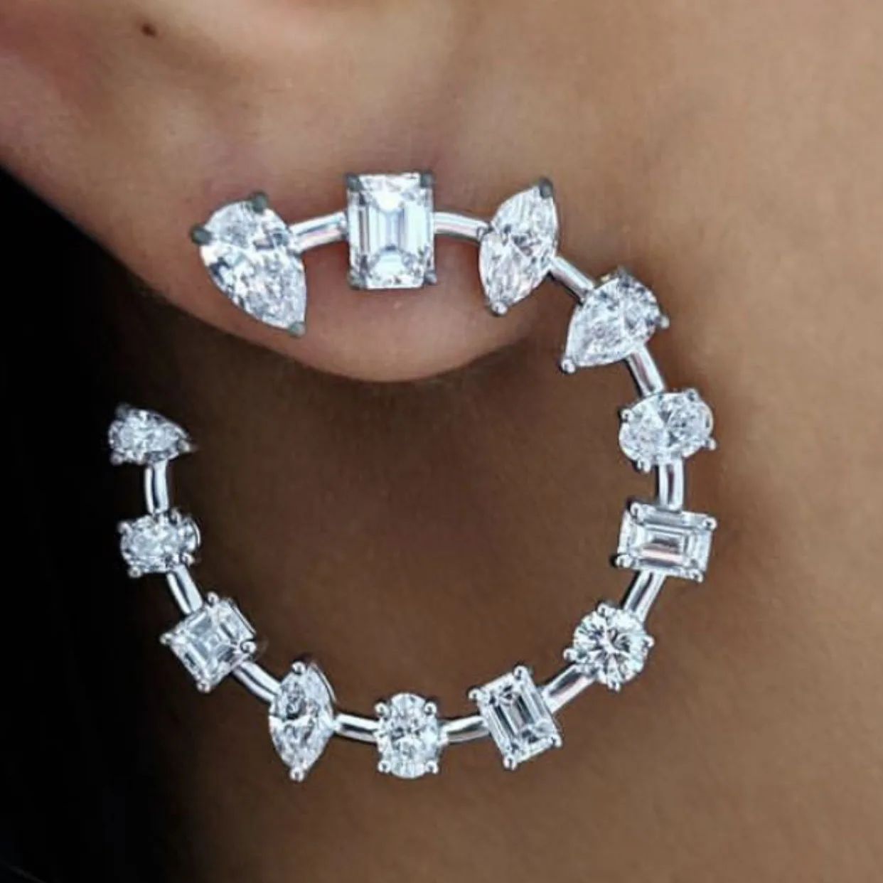 Fashion jewelry women large hoop circle earrings global trendy CZ cubic zircon accessories women large gold big earrings