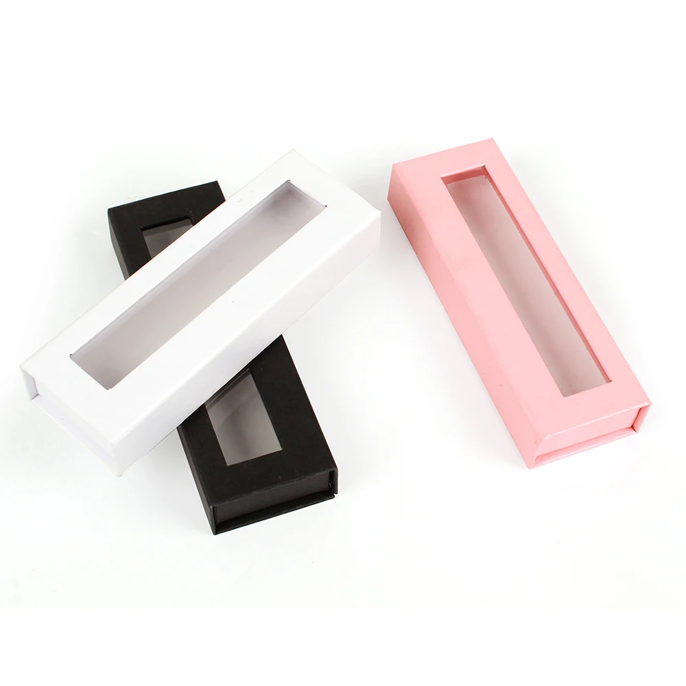stock wholesale black white clear window artificial nail packaging for small business long nails false press on nail packaging