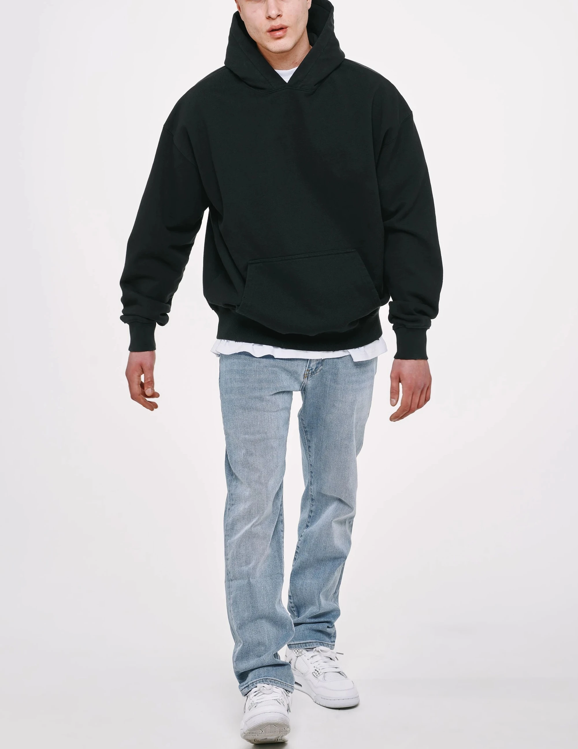 high quality 400gsm oversized no string french terry pullover hoodie heavyweight cotton blank hoodie