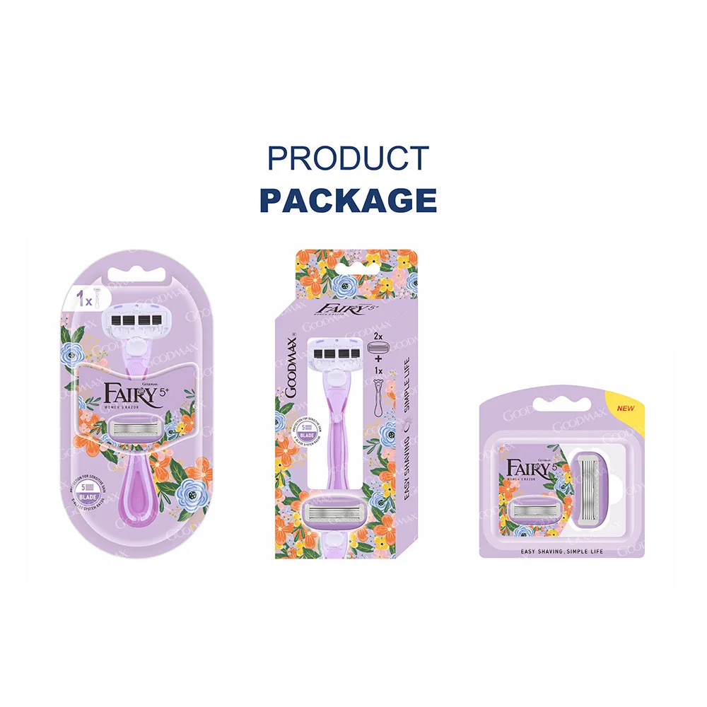 GOODMAX 5 Blades Stainless Steel Razor Body Bikini Face Shaver Painless Hair Razor for Women