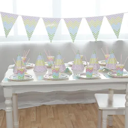Wholesale Birthday Subject Party Supplies Colorful Paper Plate Cup Napkin Straw Hat BannerTableware Sets In Stock