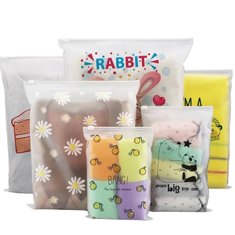 Transparent frosted zipper bag clothing bag pe plastic self-sealing underwear clothing bag logo printing custom