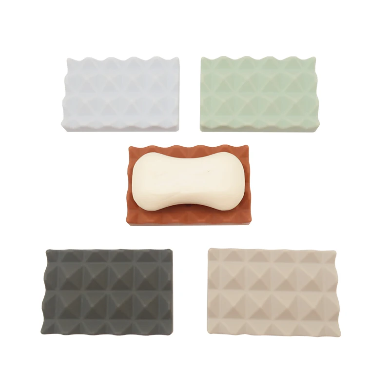 Flexible Draining Silicone Soap Dish Bar Holder Tray For Bathroom Tub Soap Saver