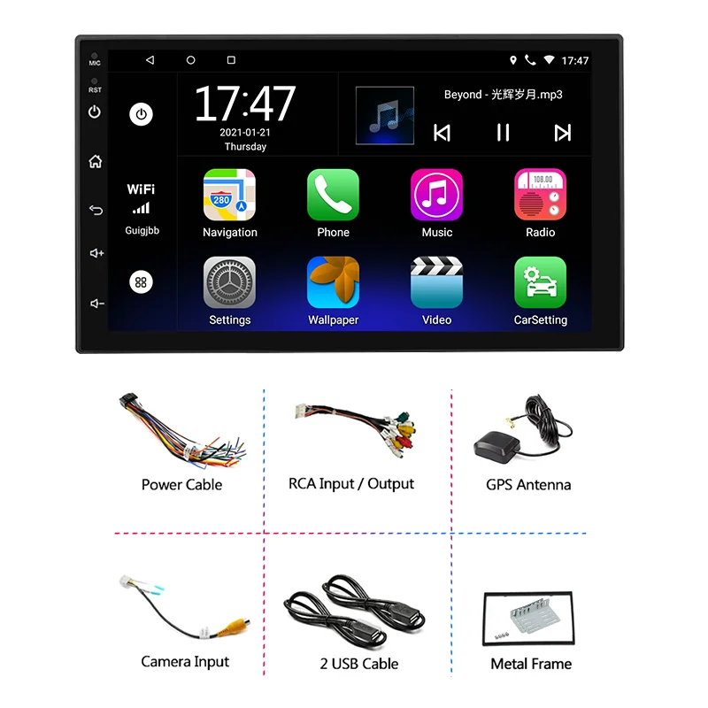 Player touch screen USB GPS car stereo with camera