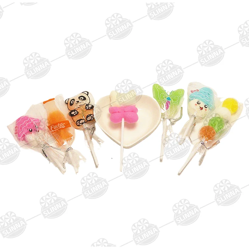 OEM Custom Halal Cartoon Shape Lollipop Candy kids cute candies wholesale Cartoon duck Shape sweet gummy candy soft lollipops
