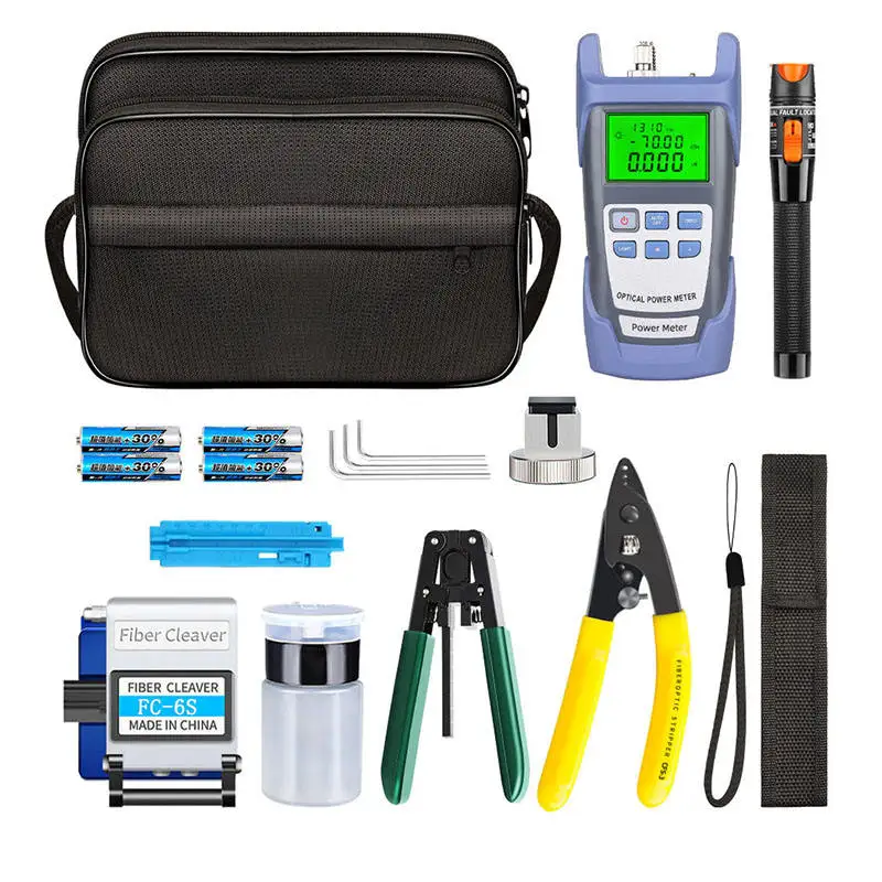 FTTH toolbag set fiber optic tool kit with Stripper Fiber Cleaver and Optical Power Meter Visual Fault Locator