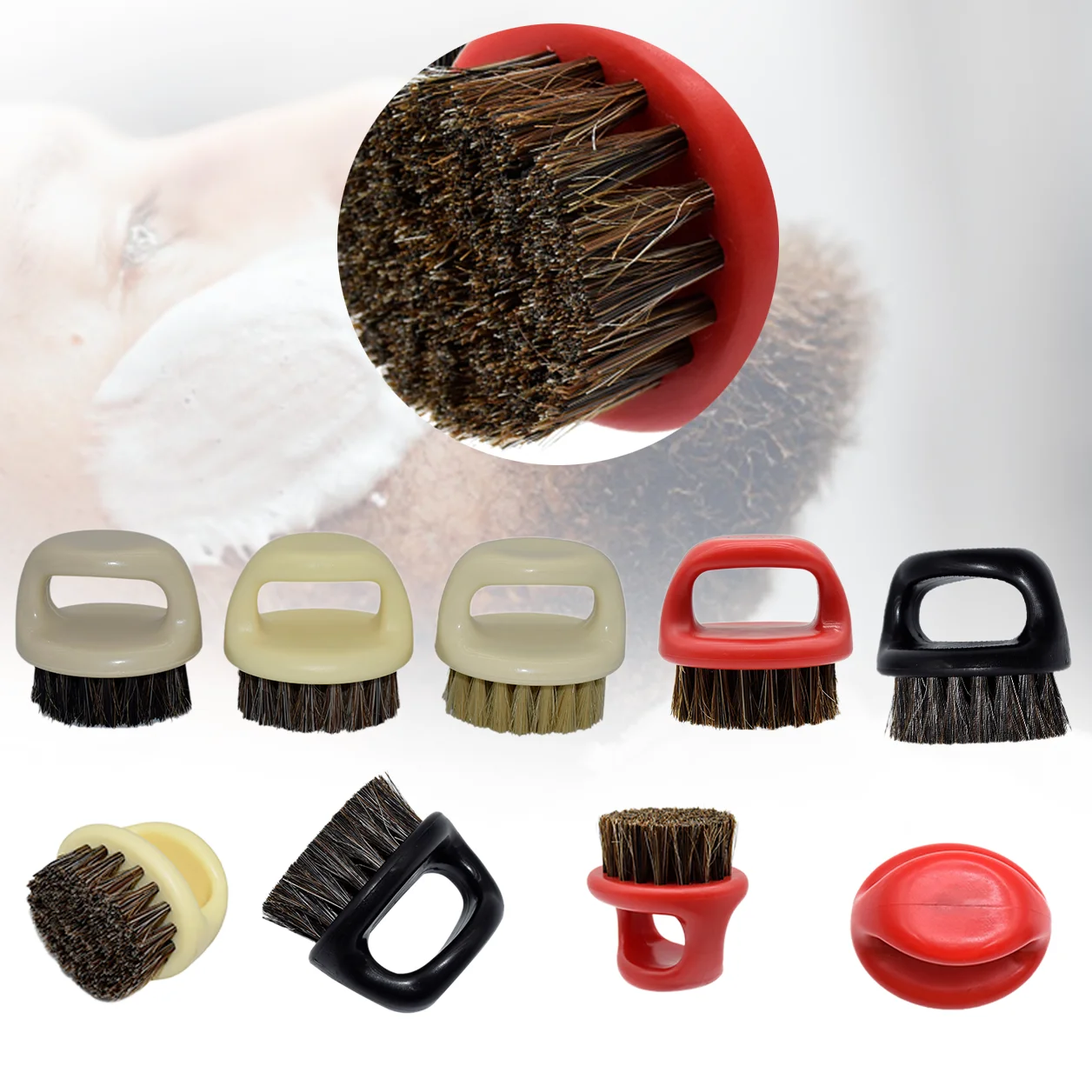 Mini size ABS shaving brush mustache accessory with handle cosmetic tool