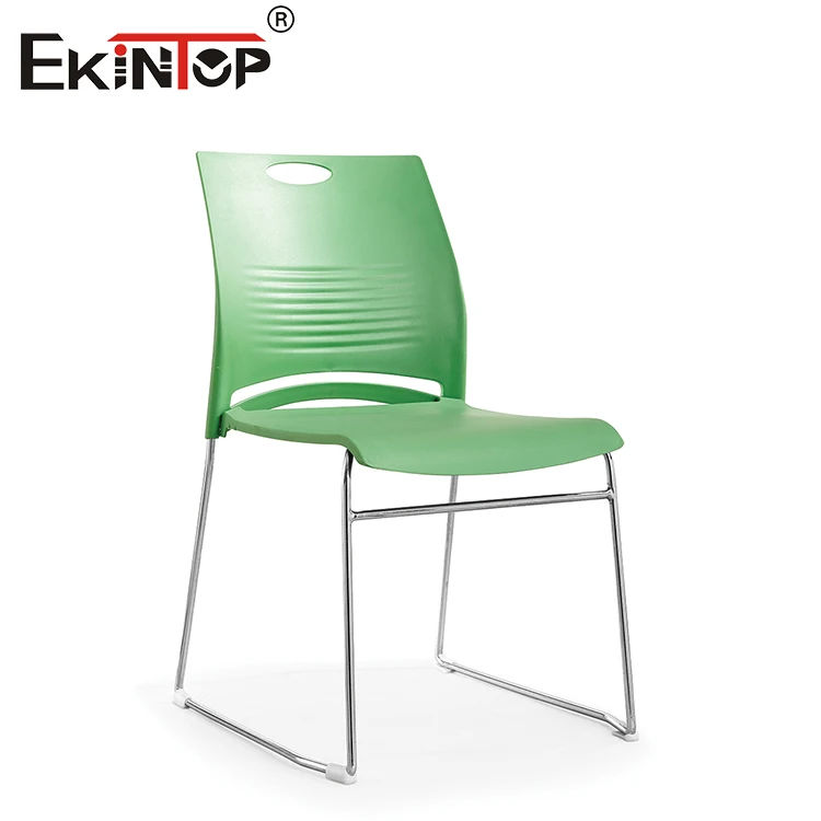 Ekintop Hot Sale Upholstered Padded Plastic Stackable Chair Office Metal Frame Fabric Armless Stacking Plastic Conference Chairs