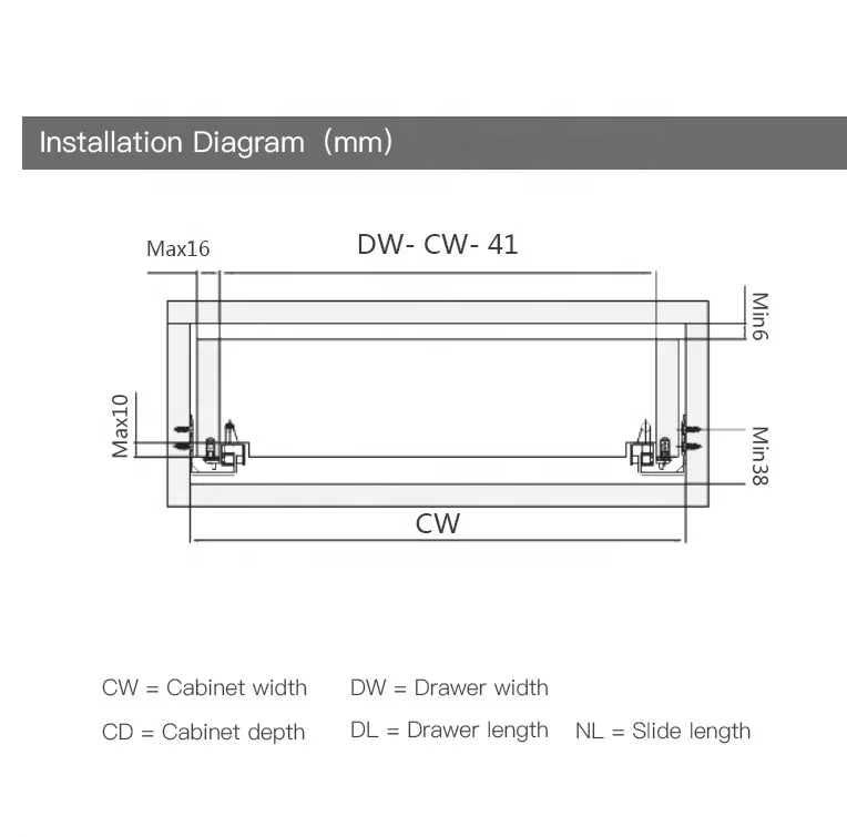 Ronghui Wholesale Three Section Full Extension Concealed Push To open Undermount Drawer Slide