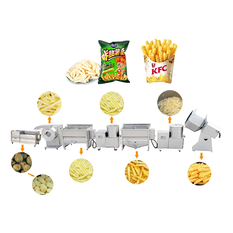 Frying potatoes frozen french fries production