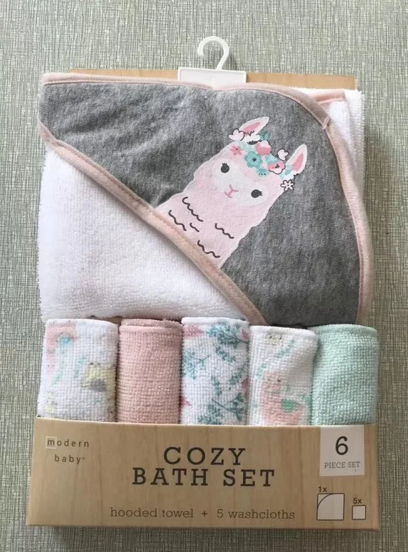 6pcs/set Baby Washcloths Small Infant Towel Set Soft Toddler  Hooded Towel Random Colors Baby Feeding Towels