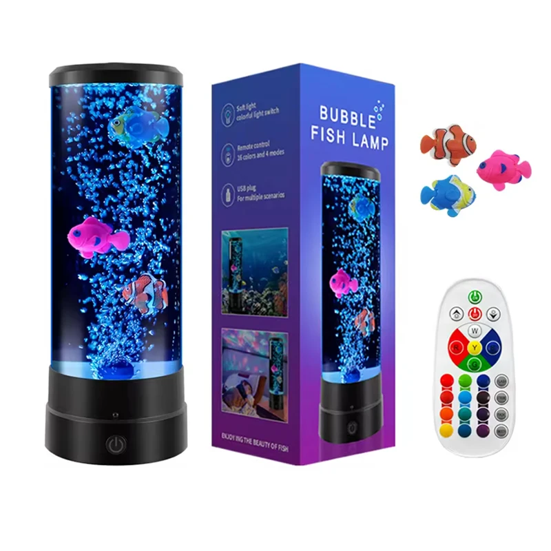 New Products Reasonable Price Night Light Moving Fish Aquarium lava Lamp Bubble Fish Lamp Night Light For Gift Room Decor