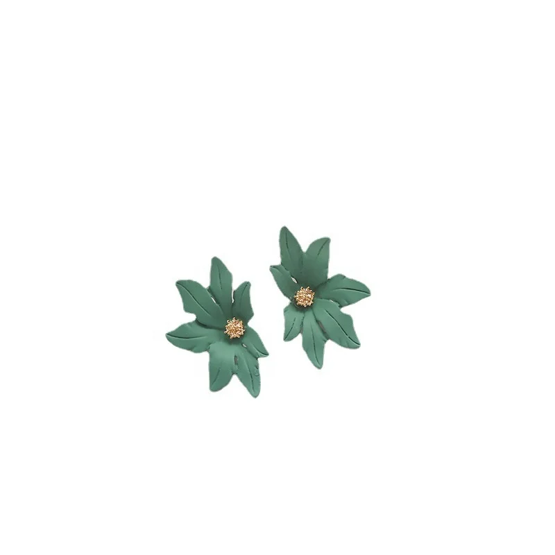 European Style Women Maple Leaf Earrings Large Ear Stud Statement Flower Earrings