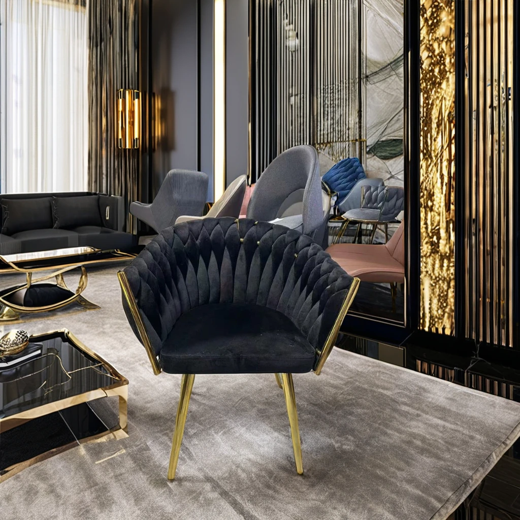 Nordic dining chair velvet club chair home stool Italian hotel light luxury leisure chair network red negotiation armchair