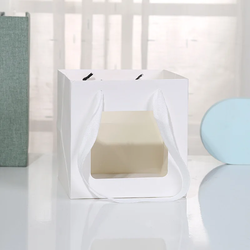 10X10X5 Large Moon Design Round Disposable Bento Paper Cherry Blossom Transparent Recyclable Gift Packing Cake Box For Cake