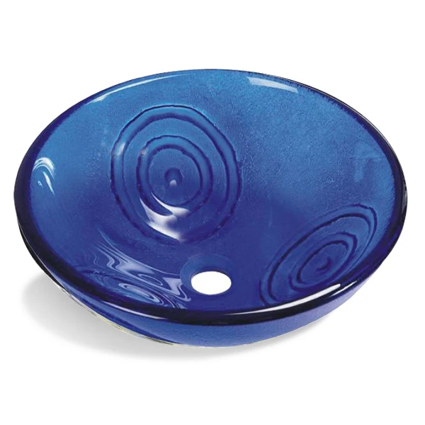 Blue Colored Handmade Painted Glass Wash Basin Bowl