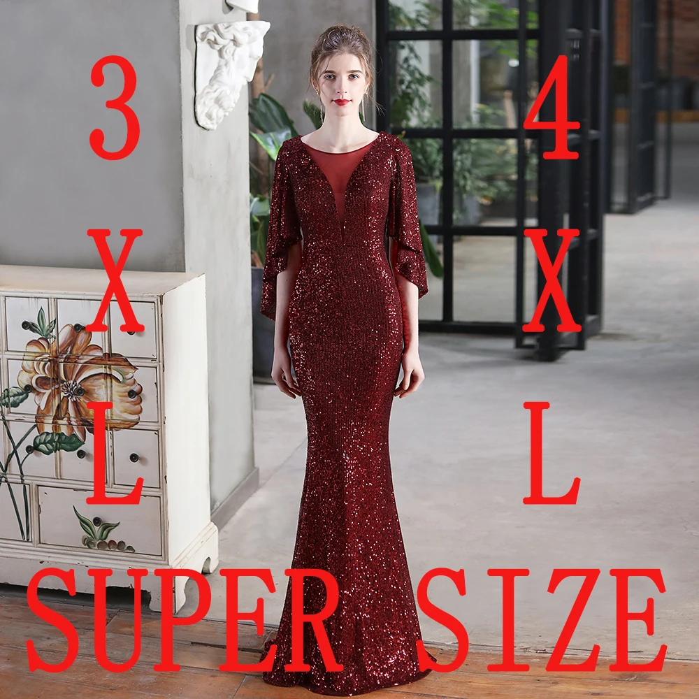 18631-S# 2021 New Fashion Trumpet Or Mermaid Dress Boat Neck Sequined Evening Dress Banquet Dress Draped