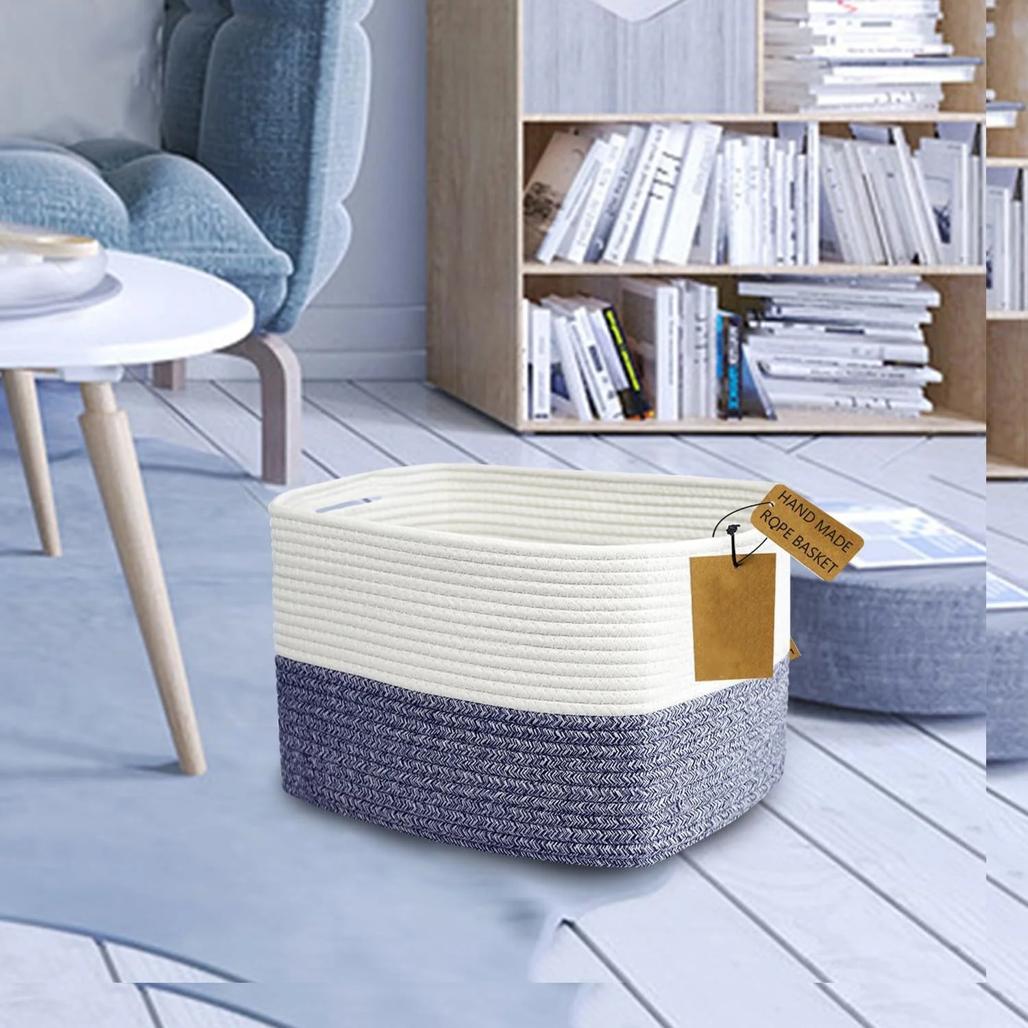 Newest designed handmade square laundry hampers Baby toys Gift organizer with handles cotton rope woven storage basket