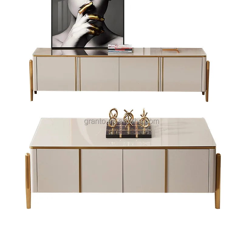 Popular different size indoor furniture apartment TV table stainless steel TV stand