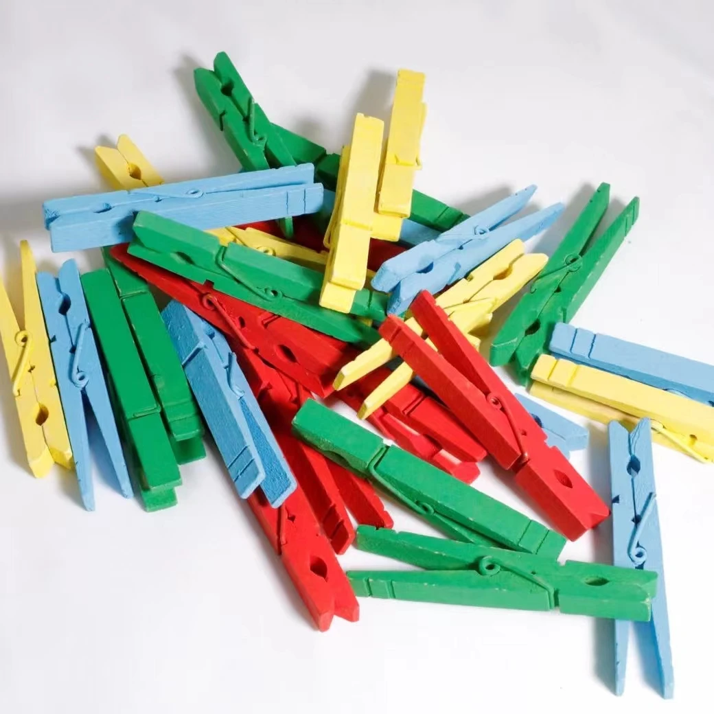 Photo Clip Home Use Assorted Colorful Wood Windproof Clothes Pegs