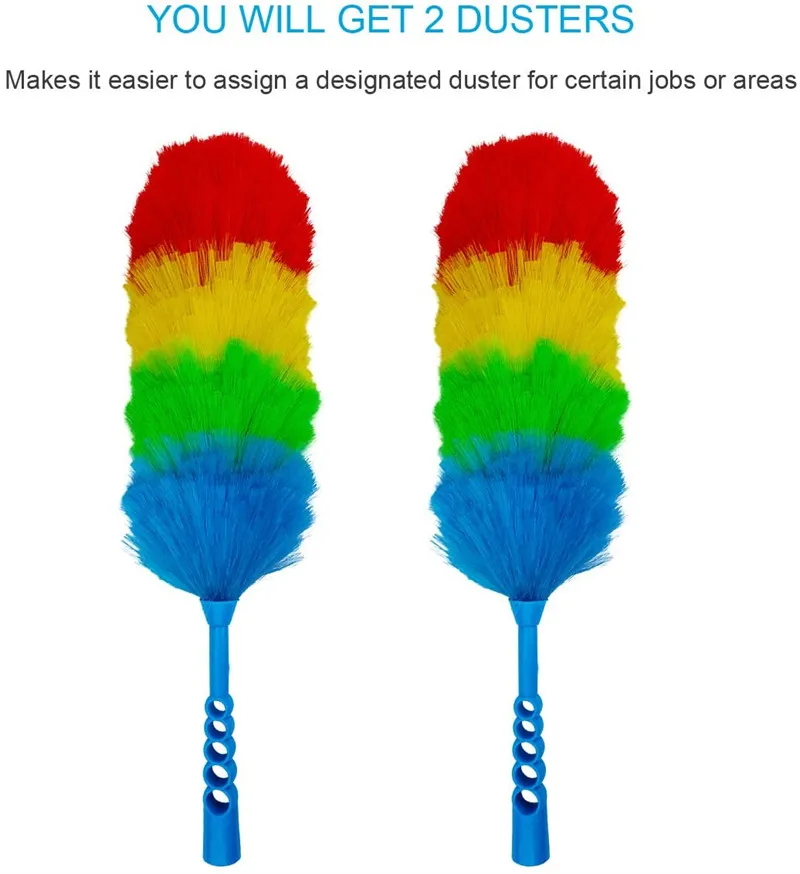 Upgrade 19 inches Static Duster Beandable and Washable - More Fibers Bigger Head Less Loss of Fiber Duster