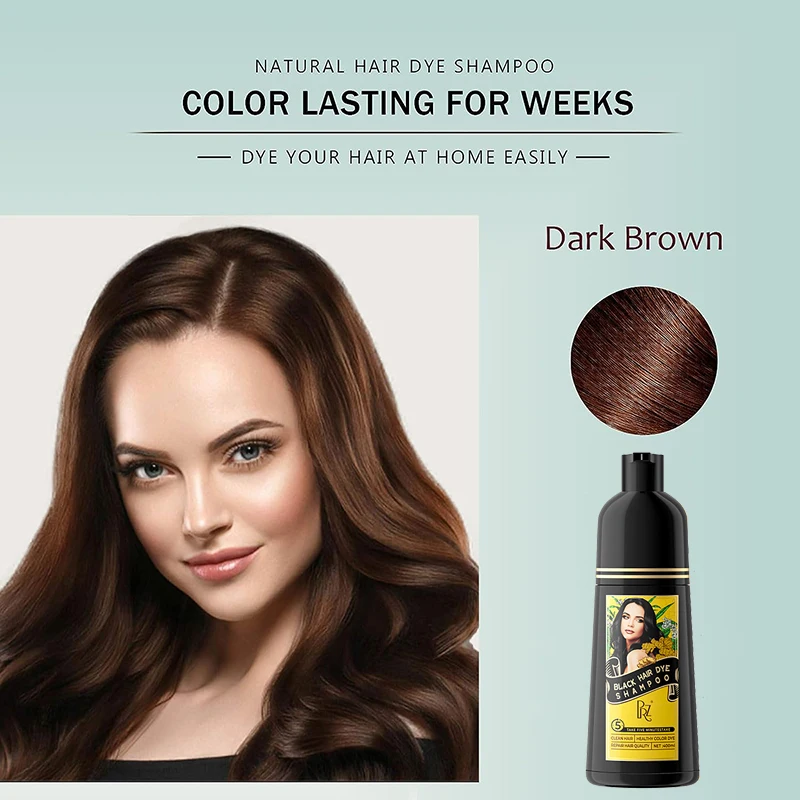 HuaXia Organic Latest Herbal Ginger Non Allergic Black Hair Shampoo 100% Cover Grey White Hair Color Dye Shampoo