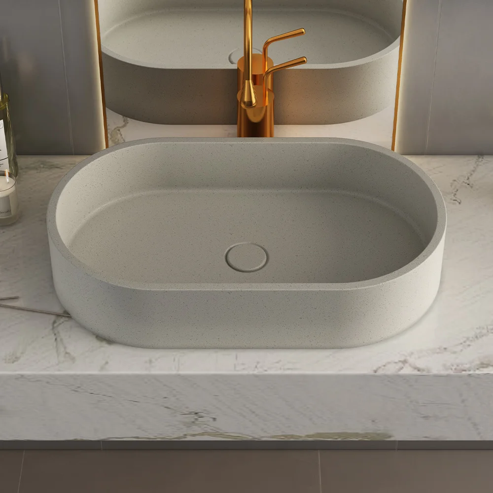 cupc oval countertop bathroom concrete art hand wash basin cement bathroom sink