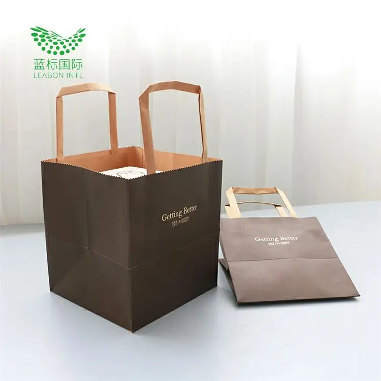 factory custom low price environmental protection take out fast food kraft paper bag with your own logo