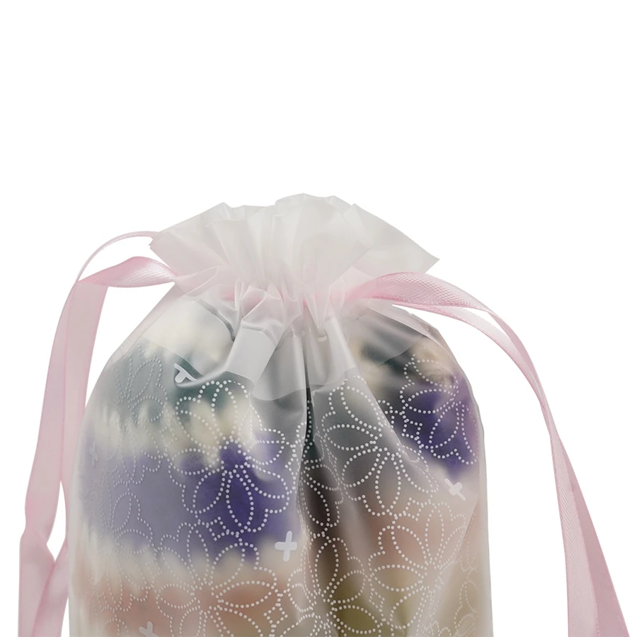 Custom Clear Creative Portable Home Travel Plastic Bags Waterproof Lingerie Bra and Shoes Storage Drawstring Pocket Package