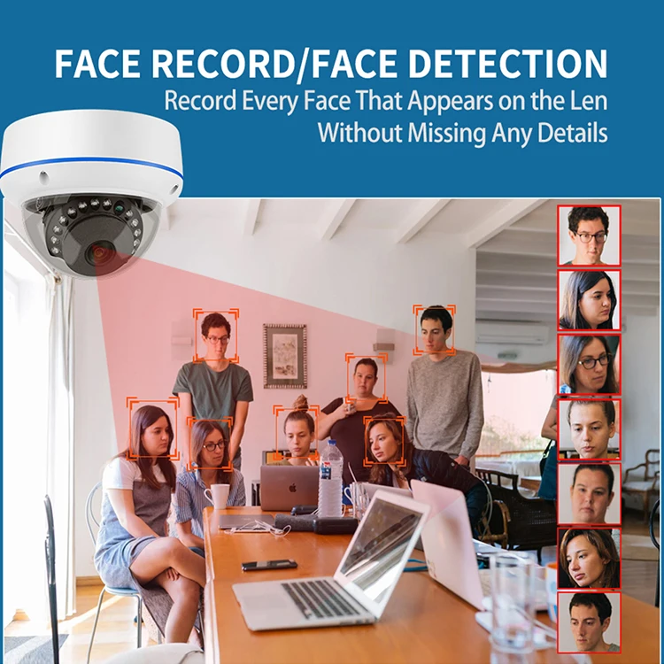 Misecu metal 2.8mm lens 5mp camera ir night vision h.265 poe ip camera dome onviif one way audio