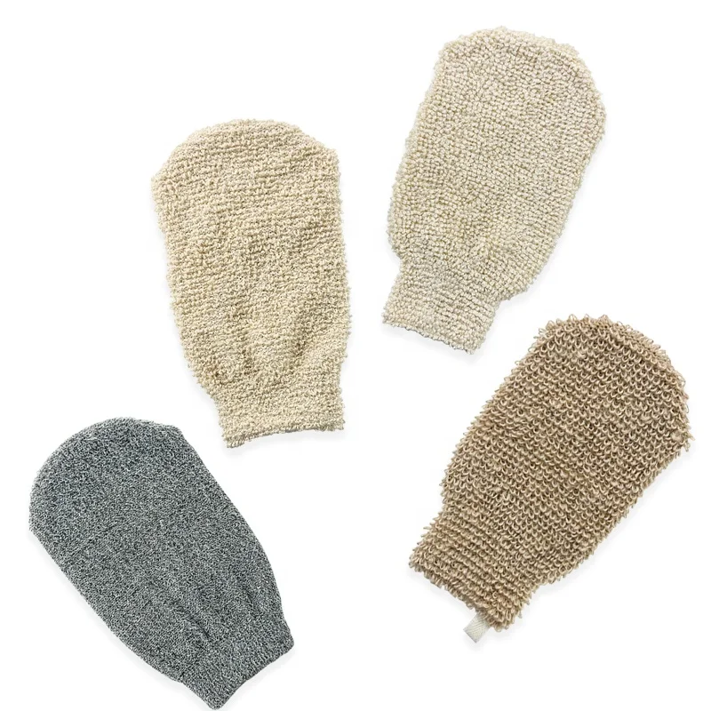 Eco Friendly Natural Reusable Exfoliating Jute Bath Gloves Sisal Mitt Comfortable Washing Gloves Body Exfoliating Gloves
