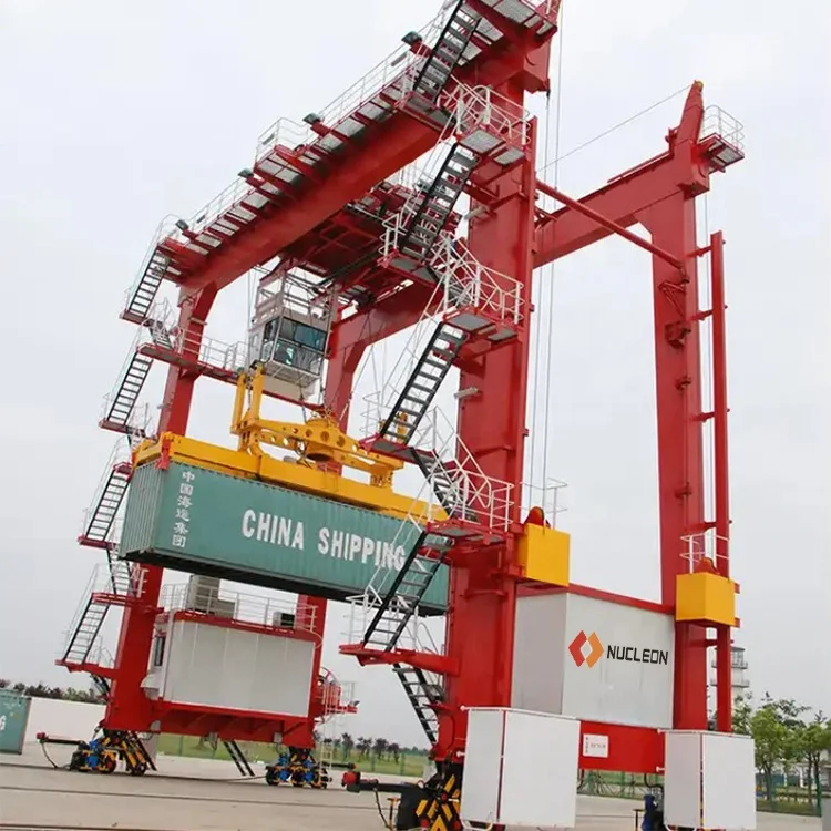 China 35 ton RTG Crane Rubber Tyred Container Gantry Crane 45 ton Straddle Carrier Price