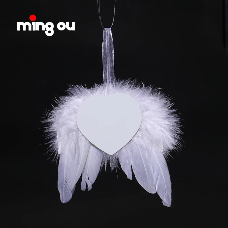 Heat Transfer Printing Xmas angel wings ornaments Sublimation feather angel wings ornaments
