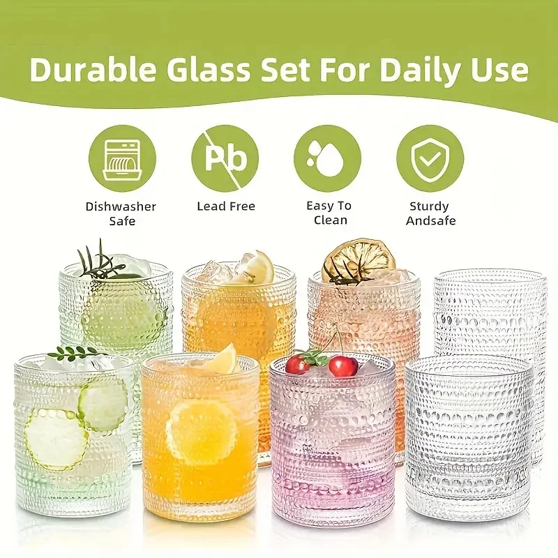 Whole Sale Vintage Glassware Hobnail Drinking Glasses Crystal Rock Shot Glass Whiskey Cup For Cocktail Glass Reusable