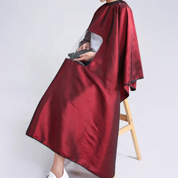 Professional Plain Barber Cape With Clear Window Logo