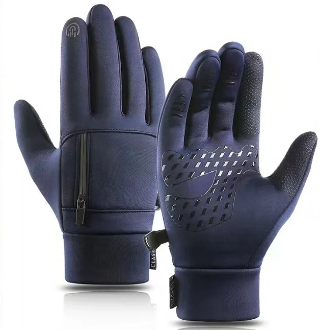 Outdoor winter cycling gloves for men and women Bike windproof zippered gloves