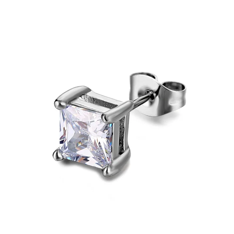 Titanium steel cast zircon earrings stainless steel earrings crystal screw ear crystal studs for men women